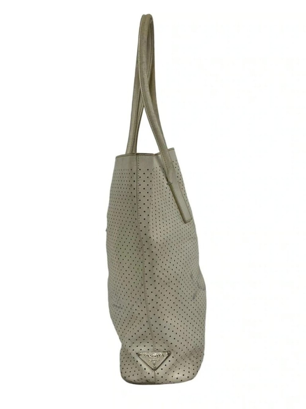 PRADA - BR1543 White Leather Tote Bag - Picture 4 of 13
